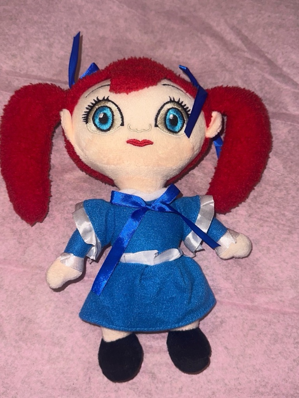 Poppy playtime Plush Red-Haired Doll in Blue Dress - Cute Soft Toy 10’’